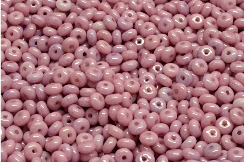 Rondelle Druck ビーズ、ホワイト ラスター リラ (02010-14494)、ガラス、チェコ共和国