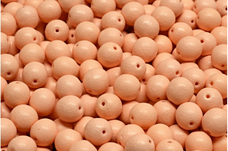 ラウンドドラックビーズ、ホワイトオパールブライトオレンジピンクマット(02020-22M05)、ガラス、チェコ共和国