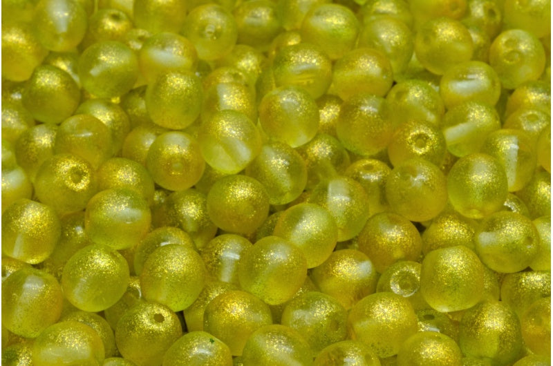 圆形 Druck 珠子,水晶黄(00030-542009),玻璃,捷克共和国