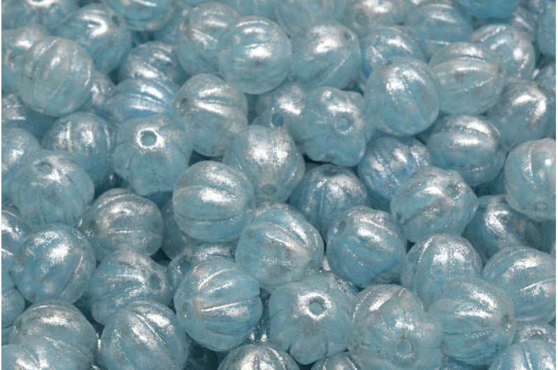 アウトレット 10グラム メロンビーズ、8 x 8 mm、R0632 シルバーグレー (R0632-34301)、ガラス、チェコ共和国