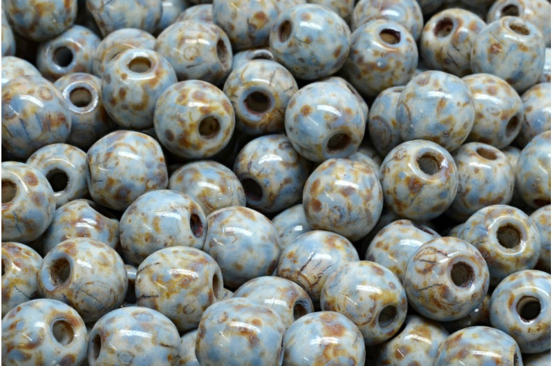 半圆形 Bedas,白色石灰华蓝色斑点(02010-86800-33308),玻璃,捷克共和国