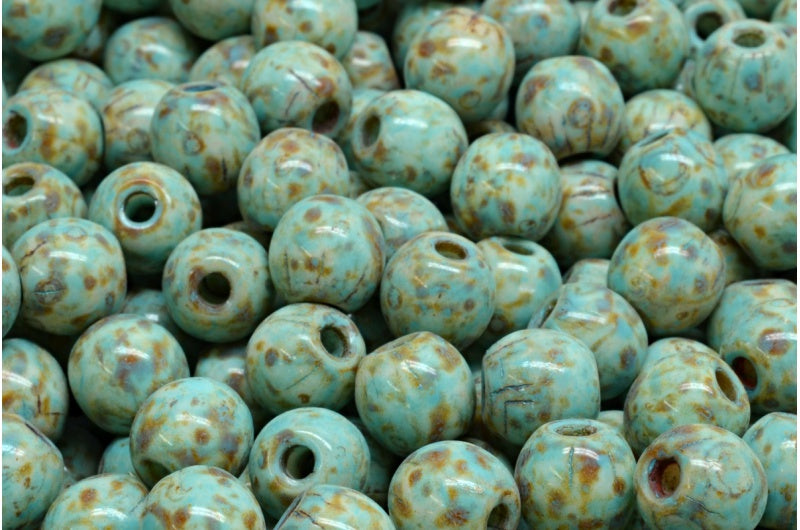 半圆形 Bedas,白色石灰华绿松石斑点(02010-86800-33309),玻璃,捷克共和国