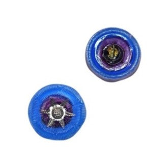 1 pcs Hand Painted Glass Buttons with ornament, size 8 (18 mm), Glass, Czech Republic