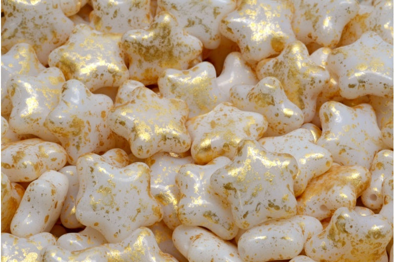 フラットスタービーズ、ホワイトゴールドスプラッシュ(02010-94401)、ガラス、チェコ共和国