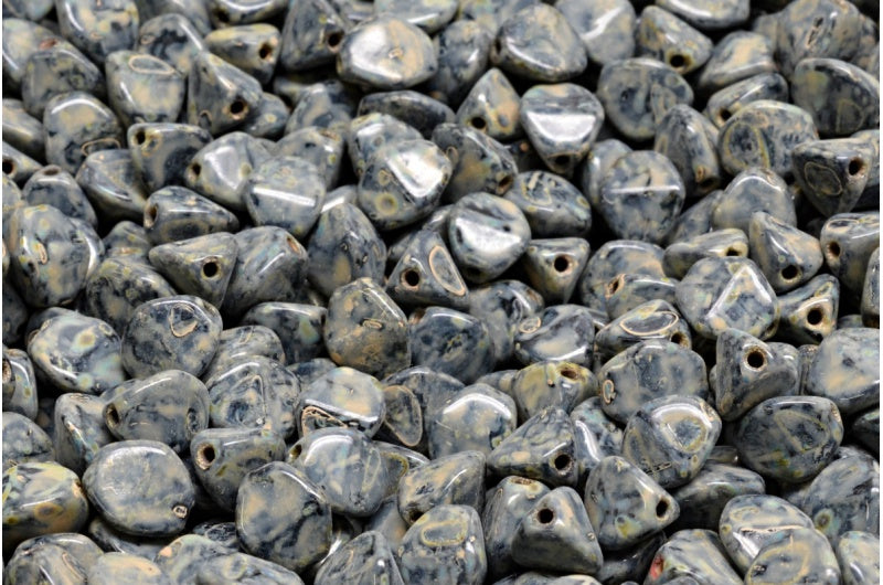 Pinch Beads, Black Travertin Beige Travertin Spotted (23980-86800-33301), Glass, Czech Republic