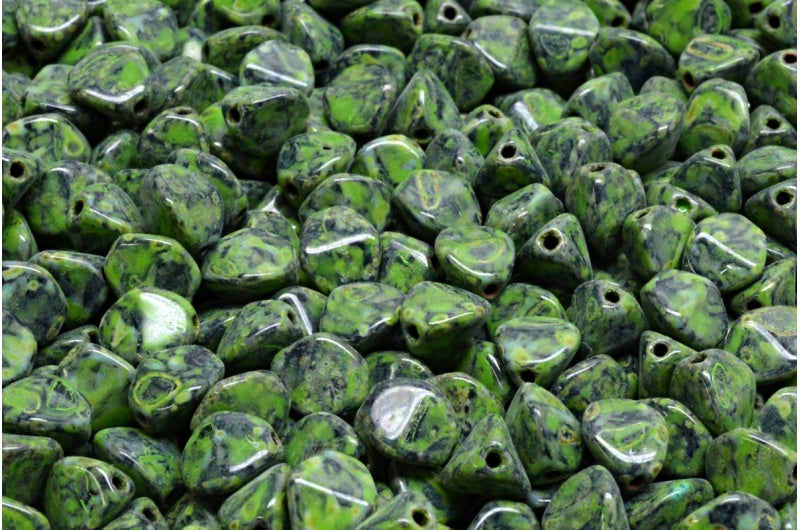 捏珠,黑色石灰华绿色斑点(23980-86800-33311),玻璃,捷克共和国