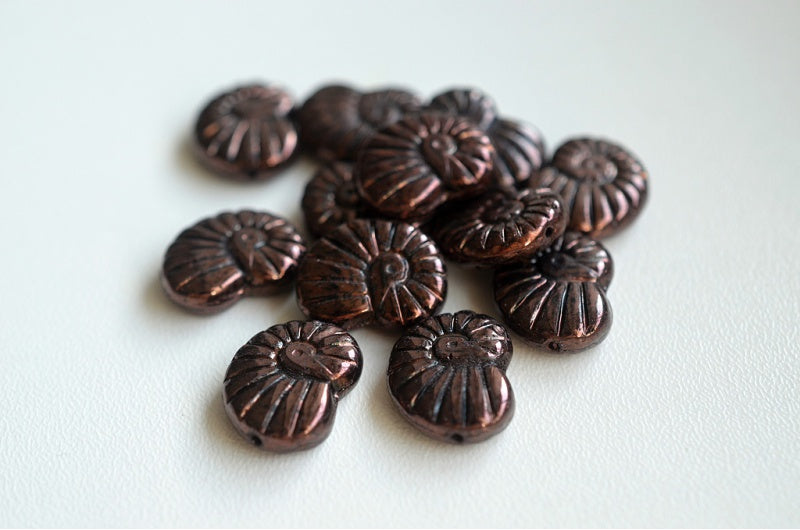 OUTLET 10 grams Shell Beads, 17 x 13 mm, Black Luster Violet Full Coated (23980-14496), Glass, Czech Republic