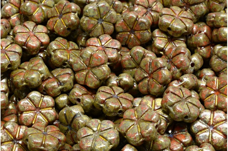 花环花珠,不透明黄色石灰华浅黄色(93120-86800-34302),玻璃,捷克共和国