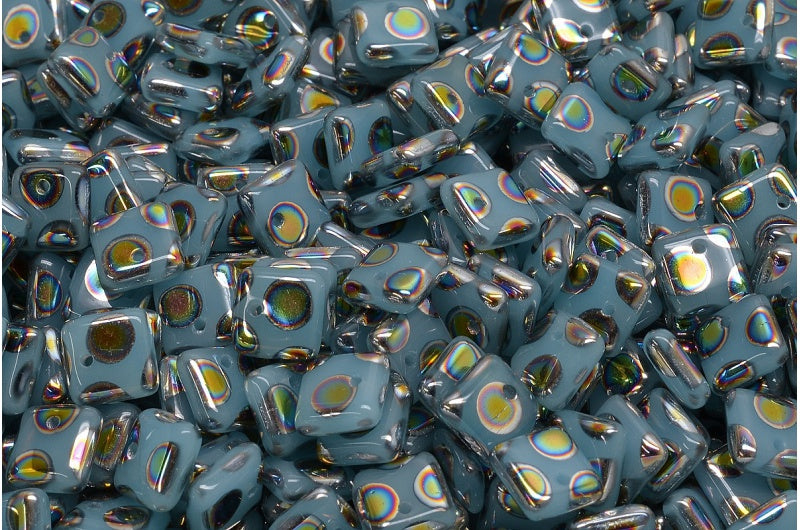 OUTLET 10 grams Squarelet Beads, 6 x 6 mm, Opal Aqua 2810A (61400-2810A), Glass, Czech Republic