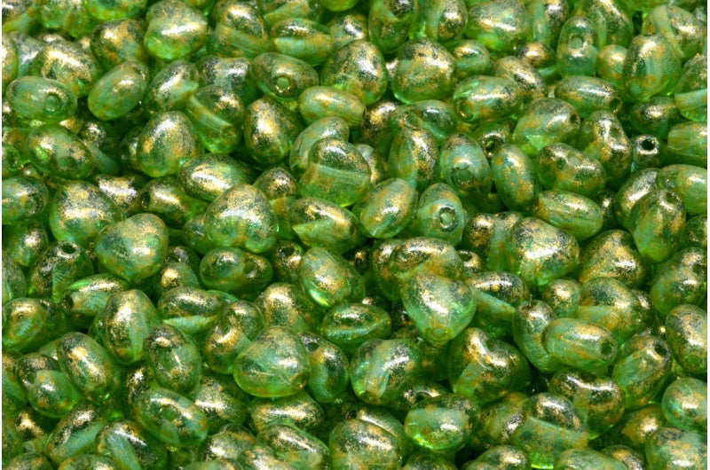 ハートビーズ、透明アクアライトイエロー(60020-34302)、ガラス、チェコ共和国