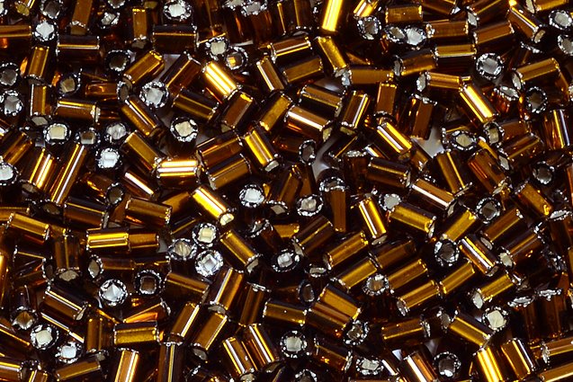 Bugles Preciosa Ornela Rocailles シードビーズ、ダークトパーズ、シルバーライン (17140)、ガラス、チェコ共和国