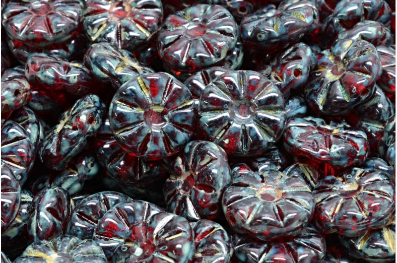 奥特莱斯 10克向日葵珠,红宝石色石灰华(90080-86800),玻璃,捷克共和国