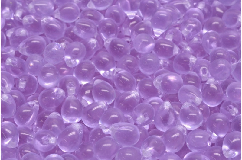 ドロップビーズ、透明ライトアメジスト(20310)、ガラス、チェコ共和国