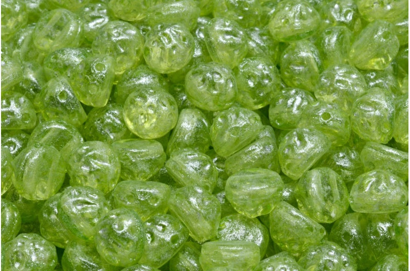 ノッチ付きカボション、クリスタルライトグリーンシルバーグレー(00030-34310-34301)、ガラス、チェコ共和国