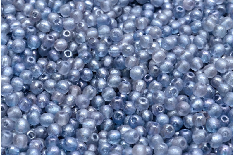 圆形 Druck 珠,水晶蚀刻光泽蓝色全涂层 (00030-etch-14464),玻璃,捷克共和国