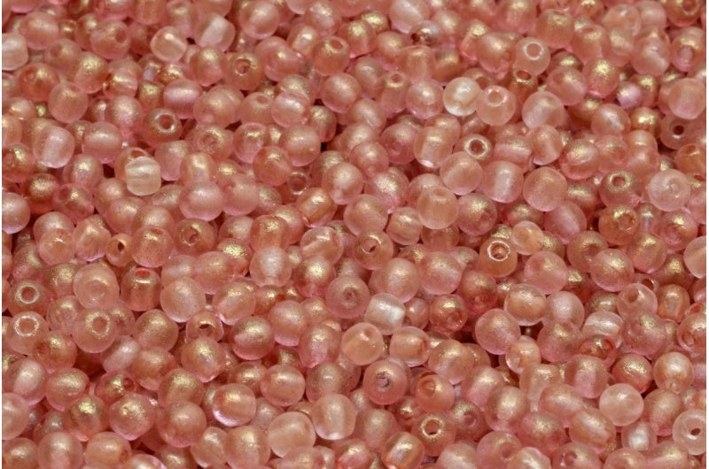 Round Druck Beads, Crystal Etched Luster Red Full Coated (00030-etch-14495), Glass, Czech Republic