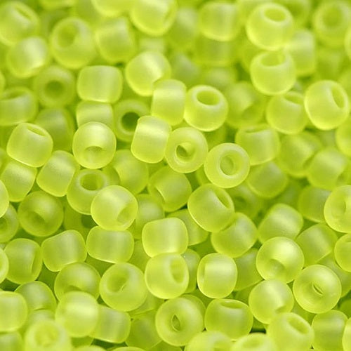TOHO Round Glass Seed Beads, Transparent Frosted lime Green (#4F), Glass, Japan