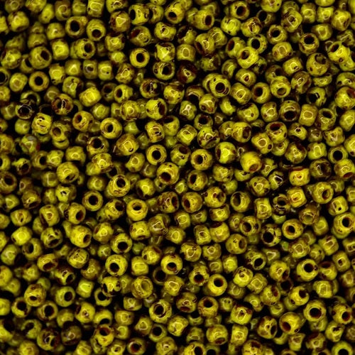 TOHO Round Glass Seed Beads, hybrid Opaque Dandelion Picasso (#Y319), Glass, Japan