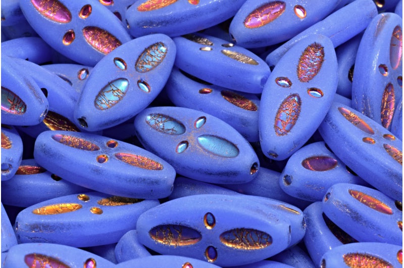 シップアイオーバルビーズ、オパールブルースリペリットフル(2Xサイド)マット(31010-29503-84100)、ガラス、チェコ共和国