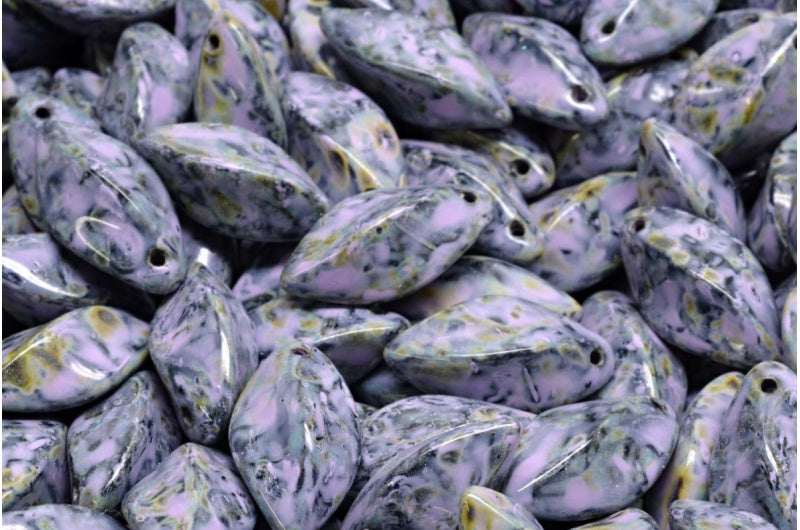 Twist Beads, Black Travertin Cold Purple Spotted (23980-86800-33305), Glass, Czech Republic