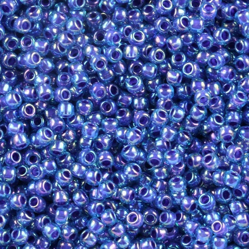 TOHO Round Glass Seed Beads, Inside-Color Rainbow Aqua/opaque (#1837), Glass, Japan