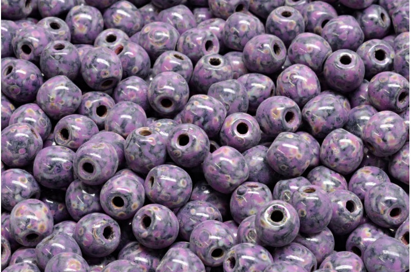 セミラウンドベダス、ブラックトラバーチンピンクスポット(23980-86800-33306)、ガラス、チェコ共和国