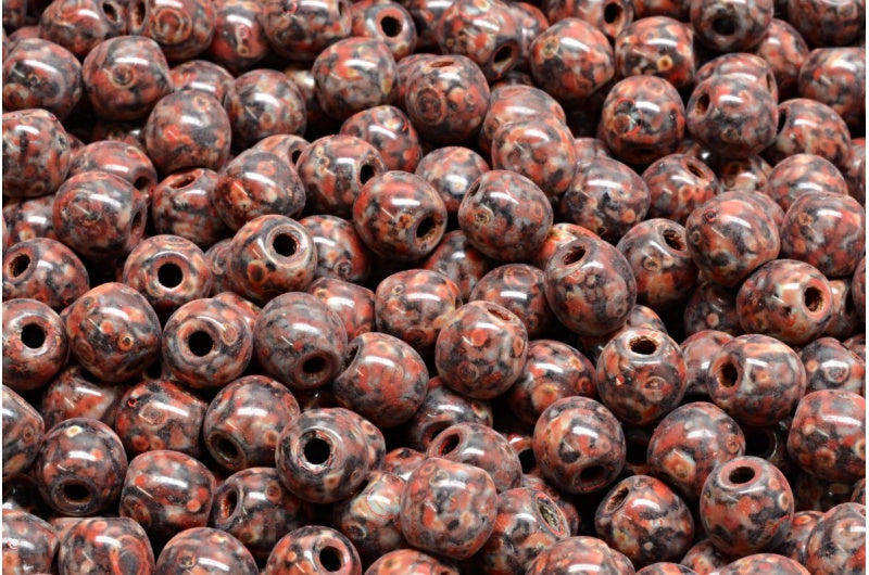 セミラウンドベダス、ブラックトラバーチンベージュオレンジスポット(23980-86800-33307)、ガラス、チェコ共和国