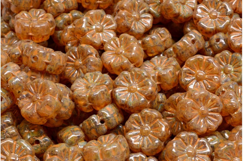 锦葵花,橙色斑点水晶石灰华 (00030-86800-33302),玻璃,捷克共和国