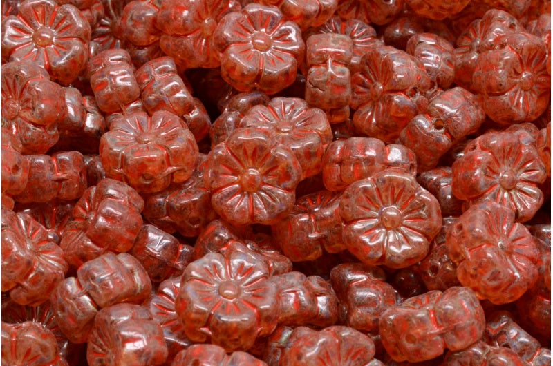 マロウフラワー、クリスタルトラバーチンベージュオレンジスポット(00030-86800-33307)、ガラス、チェコ共和国