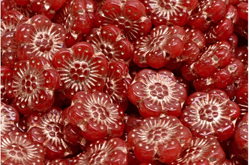 Boho Flower Beads, R0932 Copper Lined (R0932-54307), Glass, Czech Republic
