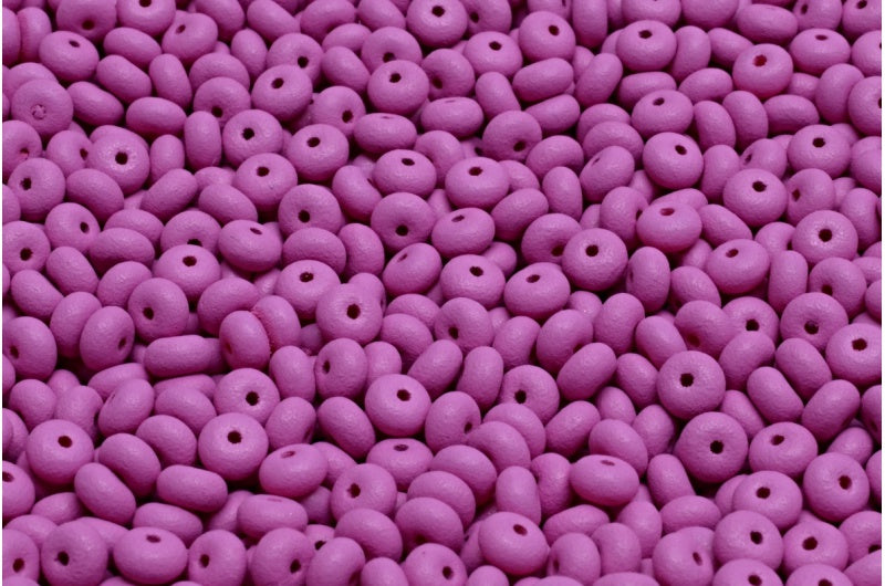 Rondelle Druck 珠子,白色蛋白石亮紫色哑光(02020-22M13),玻璃,捷克共和国