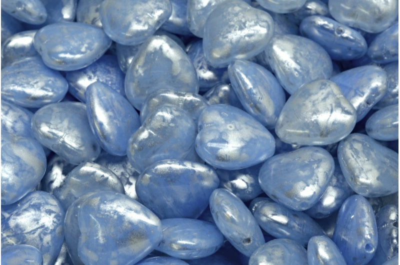 ハートビーズ、R0331 シルバースプラッシュ(R0331-86700)、ガラス、チェコ共和国