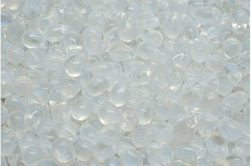 Teardrop Beads, Crystal Opal White (00030-01000), Glass, Czech Republic