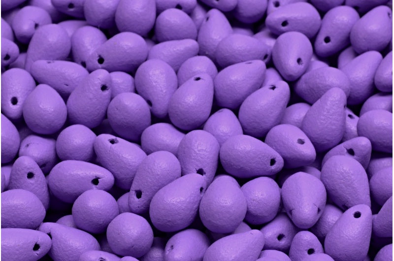 Drop Beads, White Bright Purple Matte (02010-22M14), Glass, Czech Republic