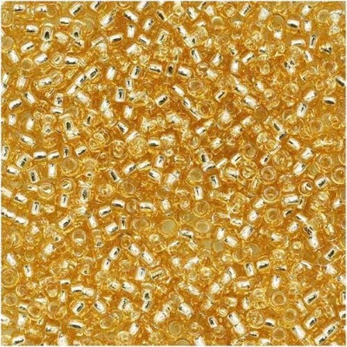 TOHO Round Glass Seed Beads, Silver Lined Lt.Topaz (#22), Glass, Japan
