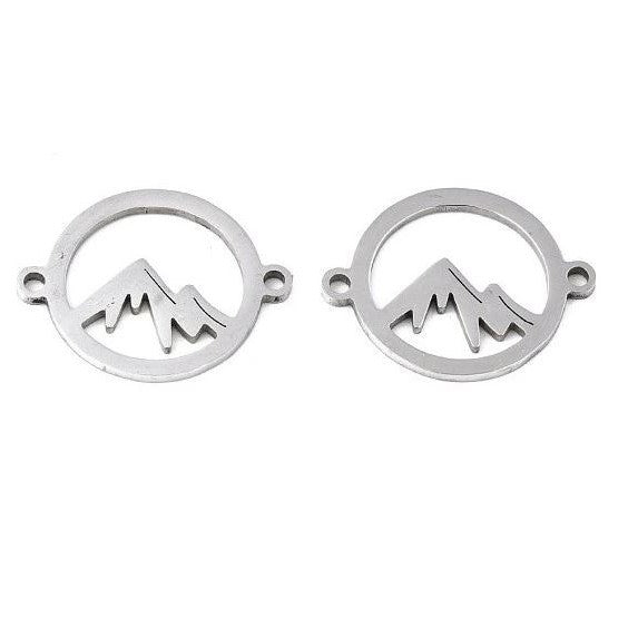 Decorative piece - mountains, approx. 19 x 15 x 1 mm, Stainless Steel 304