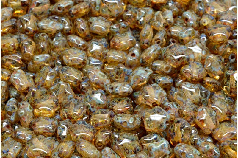 Flat Star Beads, Crystal Travertin (00030-86800), Glass, Czech Republic