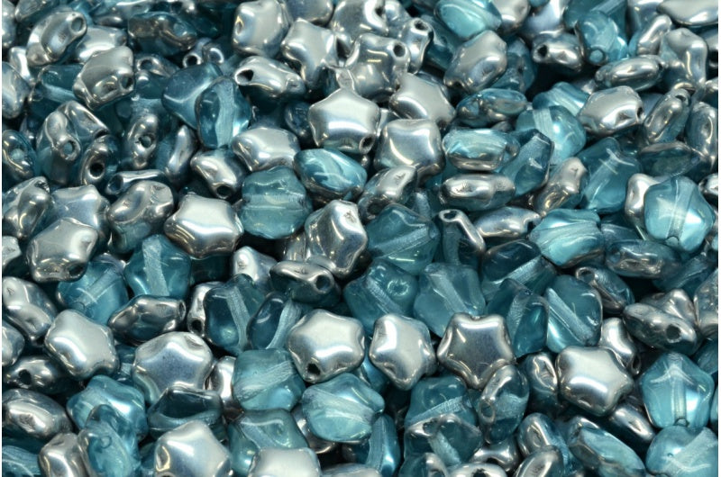 フラットスタービーズ、透明アクアクリスタルシルバーハーフコーティング(60000-27001)、ガラス、チェコ共和国