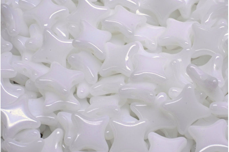 2穴フラットスタービーズ、ホワイト(02010)、ガラス、チェコ共和国