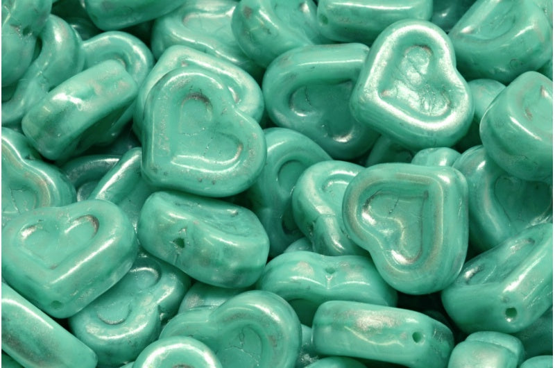 Heart With Heart Beads, 54210 Silver Splash (54210-86700), Glass, Czech Republic