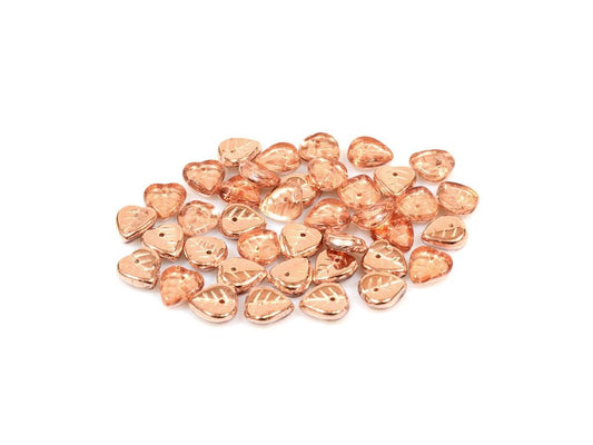 OUTLET 10 grams Leaf Beads, 9 x 9 mm, Crystal Rose Gold Capri (00030-27101), Glass, Czech Republic