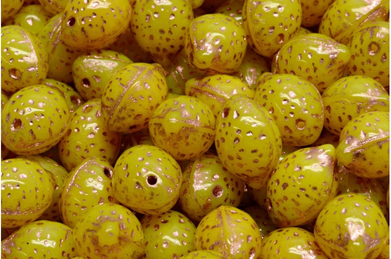 Lemon Beads, Opal Yellow Copper Lined (81210-54318), Glass, Czech Republic