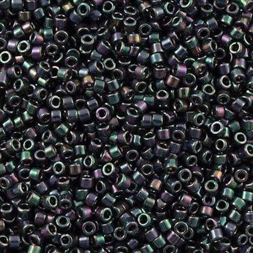 Miyuki Delica Glass Seed Beads, Metallic Purple Green Gold Iris (#1001), Glass, Japan