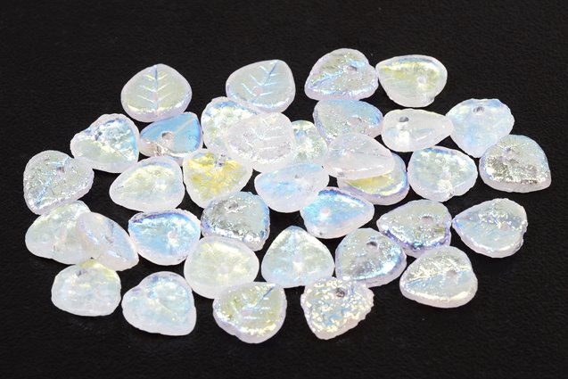 リーフビーズ、クリスタルエッチングAb(00030-LEPT-28701)、ガラス、チェコ共和国