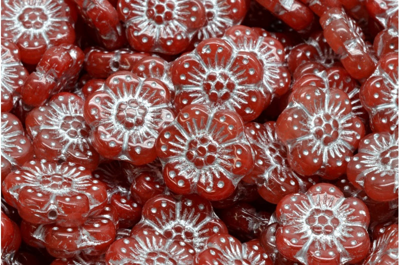 Boho Flower Beads, R0932 Silver Lined (R0932-54301), Glass, Czech Republic