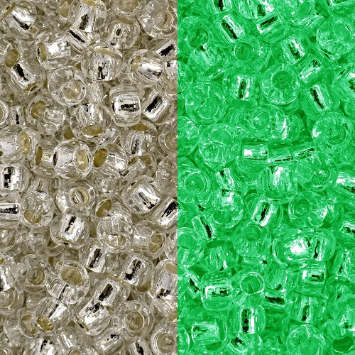 TOHO Round Glass Seed Beads, Glow In The Dark-crystal/glow green (#2700), Glass, Japan