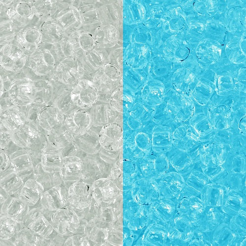 TOHO Round Glass Seed Beads, Glow In The Dark-crystal/glow blue (#2701), Glass, Japan