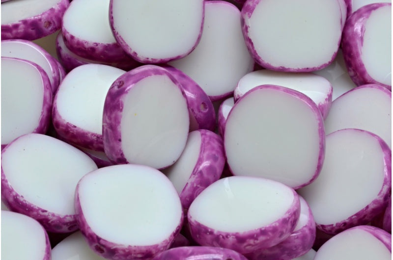 桌切 8 边设计珠子,灰粉色斑点 (83500-33306),玻璃,捷克共和国