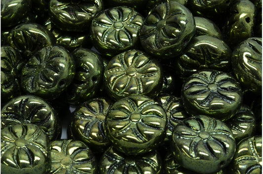 OUTLET 10 grams Round Spider Beads, 13 x 13 mm, Black Luster Red Full Coated (23980-14495), Glass, Czech Republic