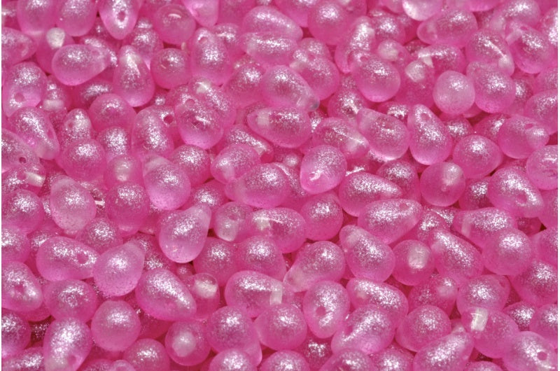 ティアドロップビーズ、クリスタルピンク(00030-542002)、ガラス、チェコ共和国